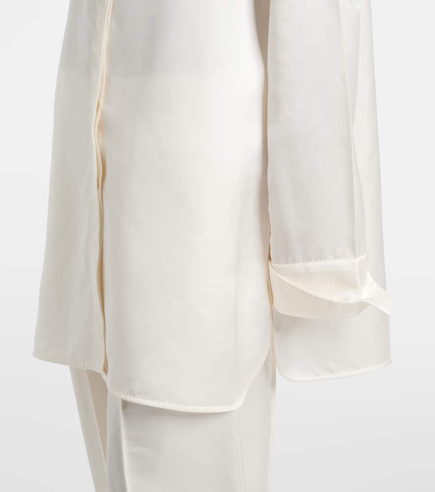 Jil Sander Oversized Shirt In White Satin In Beige