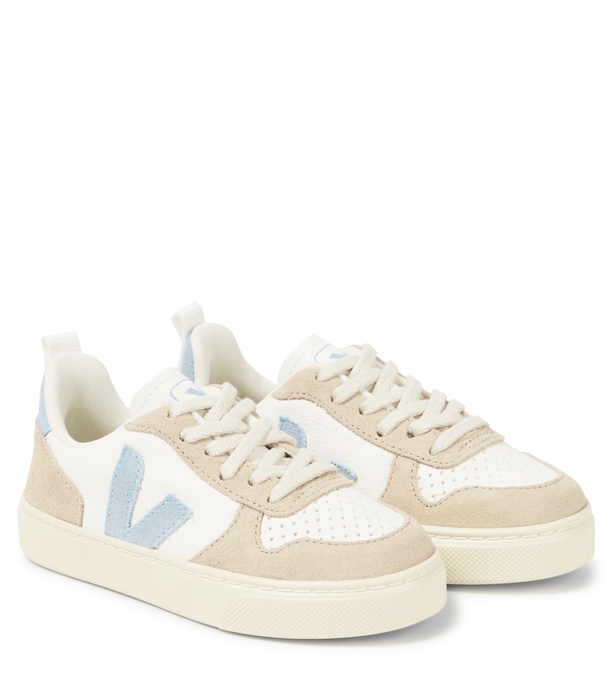 Veja V-10 Suede-trimmed Leather Sneakers In Multicoloured