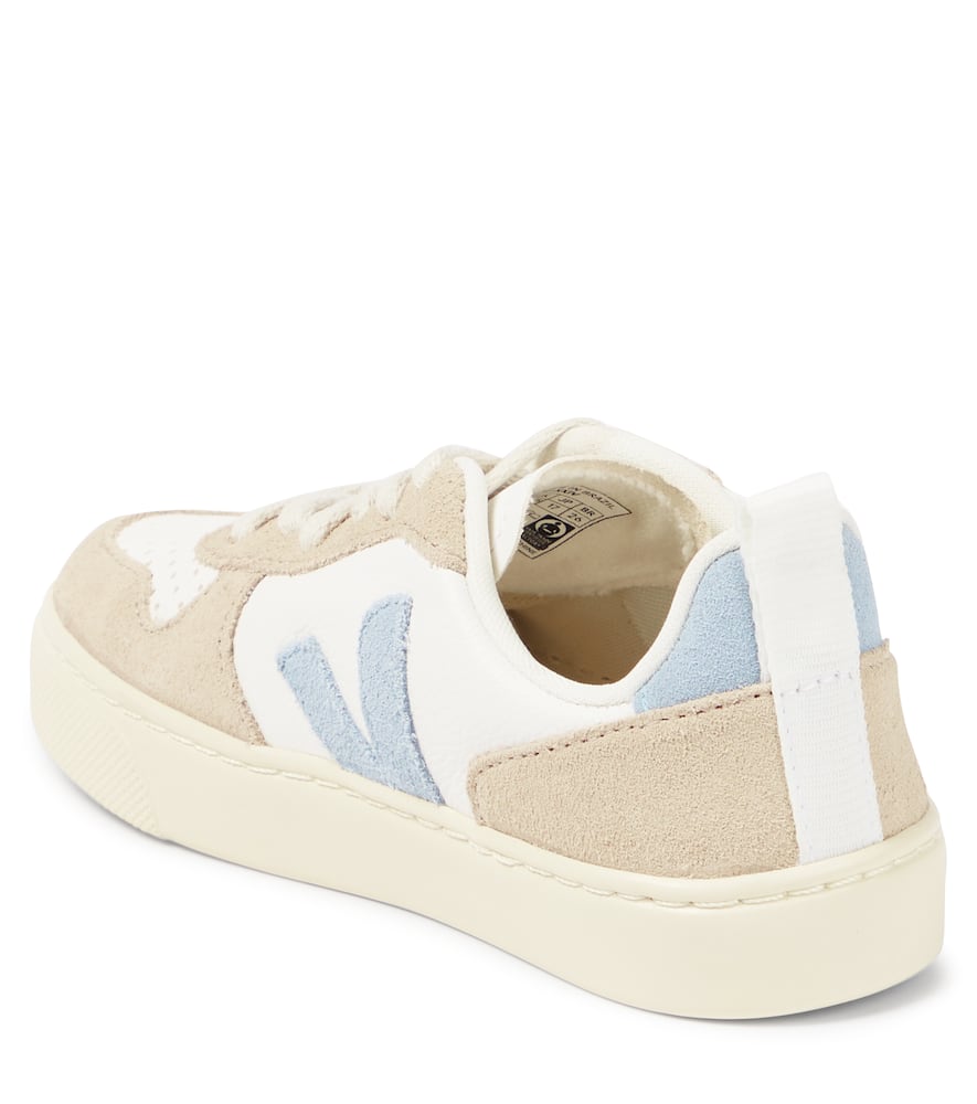 Veja V-10 Suede-trimmed Leather Sneakers In Multicoloured