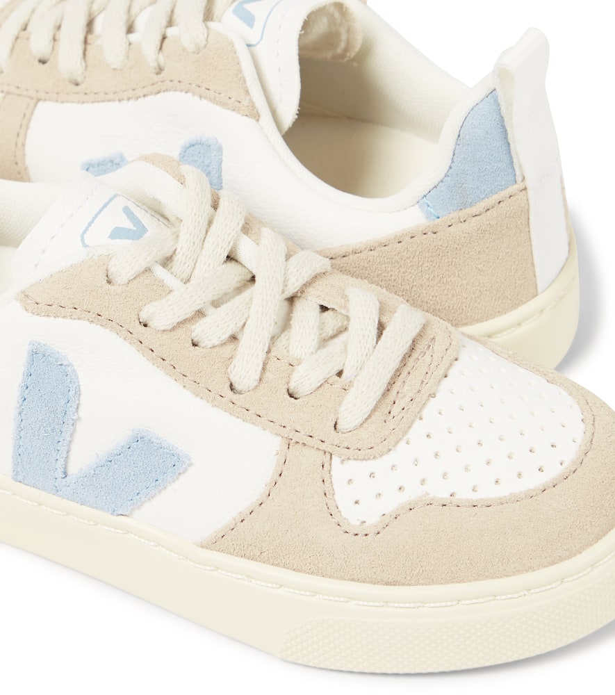 Veja V-10 Suede-trimmed Leather Sneakers In Multicoloured