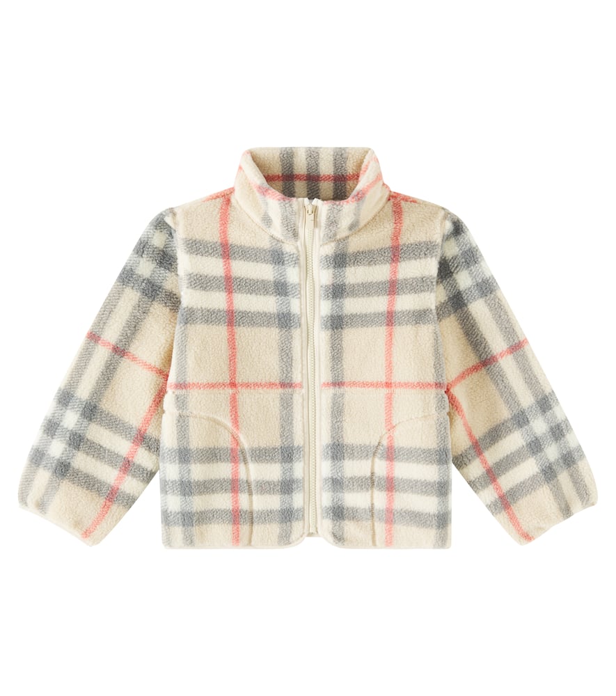 Burberry Check Jacquard Fleece Jacket In Beige