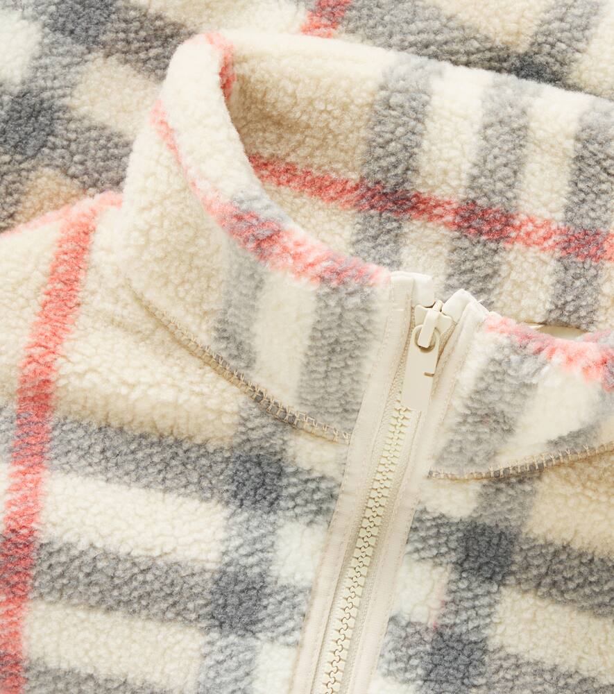 Burberry Check Jacquard Fleece Jacket In Beige