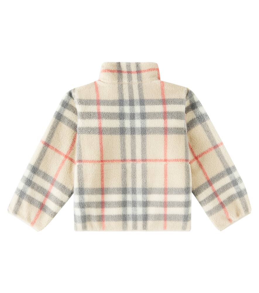 Burberry Check Jacquard Fleece Jacket In Beige