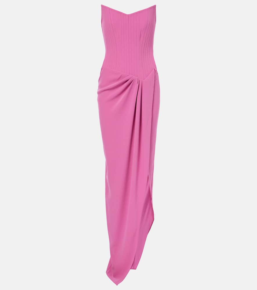 Alex Perry Strapless Corset Asymmetrical Maxi Dress In Pink
