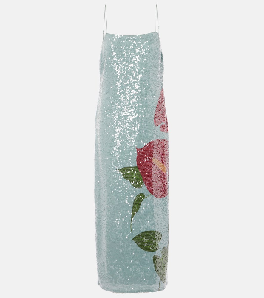 Farm Rio Sequin-embellished Midi Dress In Blue