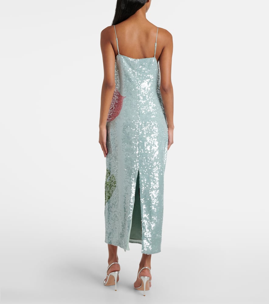 Farm Rio Sequin-embellished Midi Dress In Blue