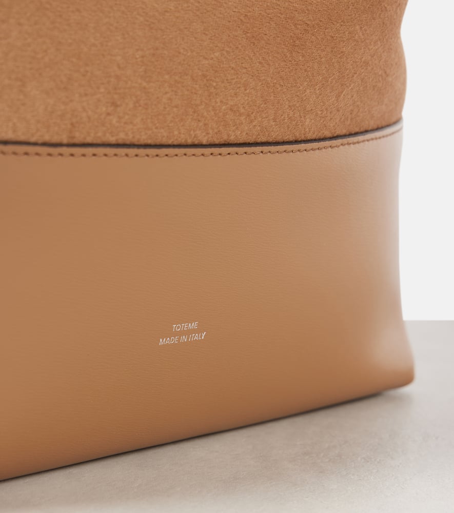 Totême Belted Leather-trimmed Wool Tote Bag In Black