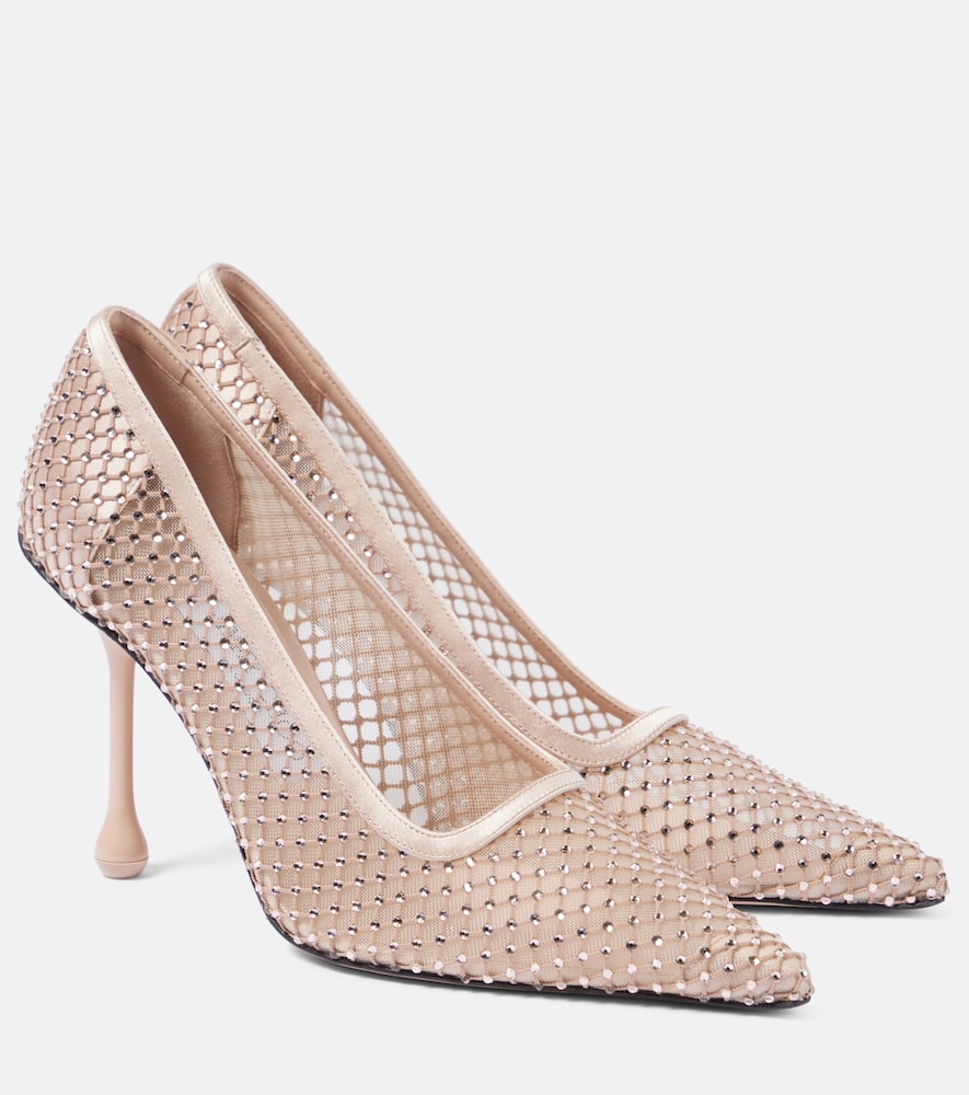Jimmy Choo Ixia 95 Mesh Pumps With Crystals In Pink