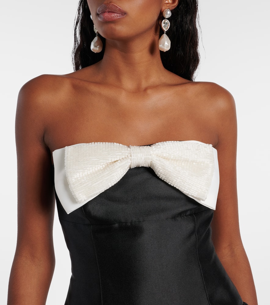 Self-portrait Self Portrait Taffeta Contrast Bow Midi Dress Black In Black
