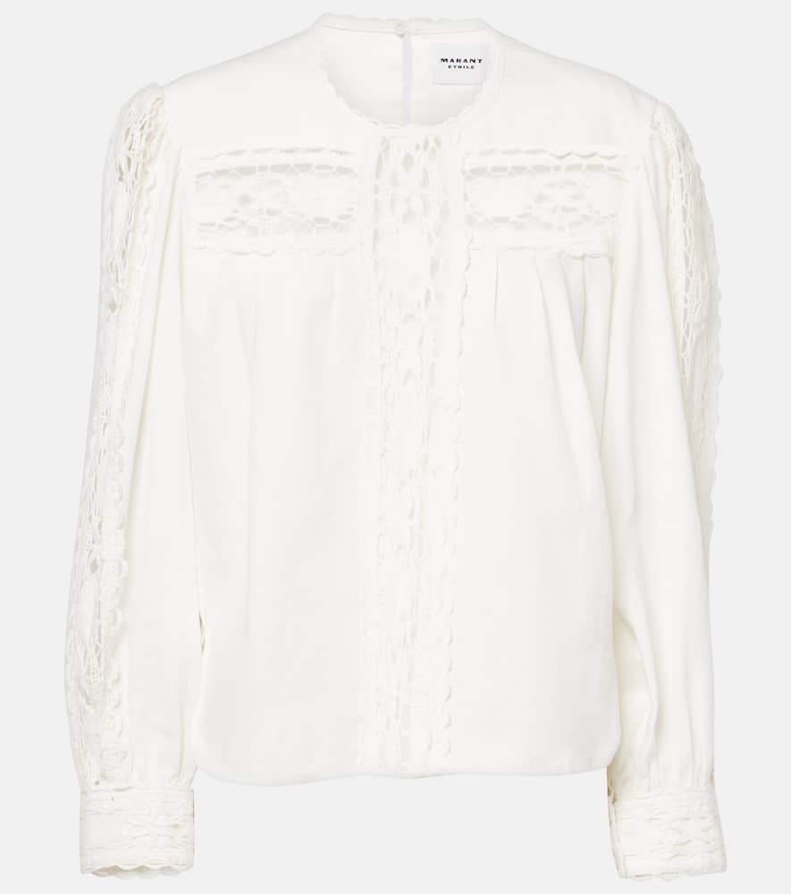 Marant Etoile Valmira embroidered linen and cotton top