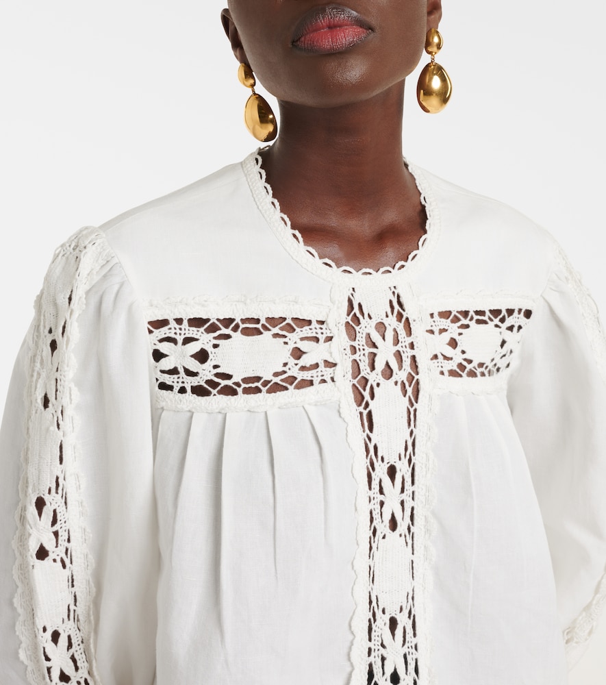 Valmira Embroidered Linen And Cotton Top