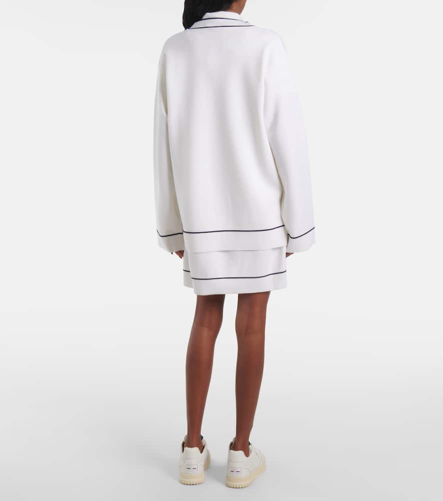 Gucci Incrocio Gg Ribbed-knit Cardigan In White