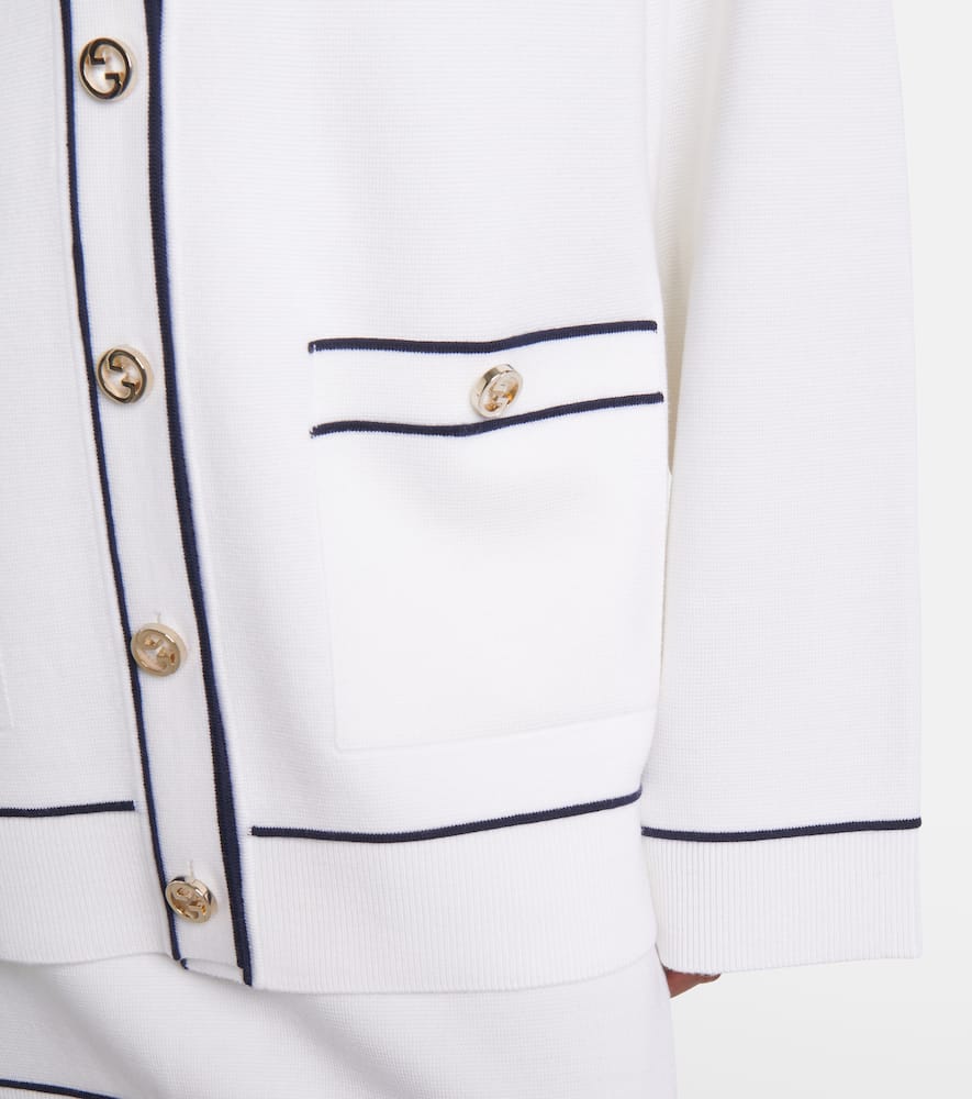 Gucci Incrocio Gg Ribbed-knit Cardigan In White
