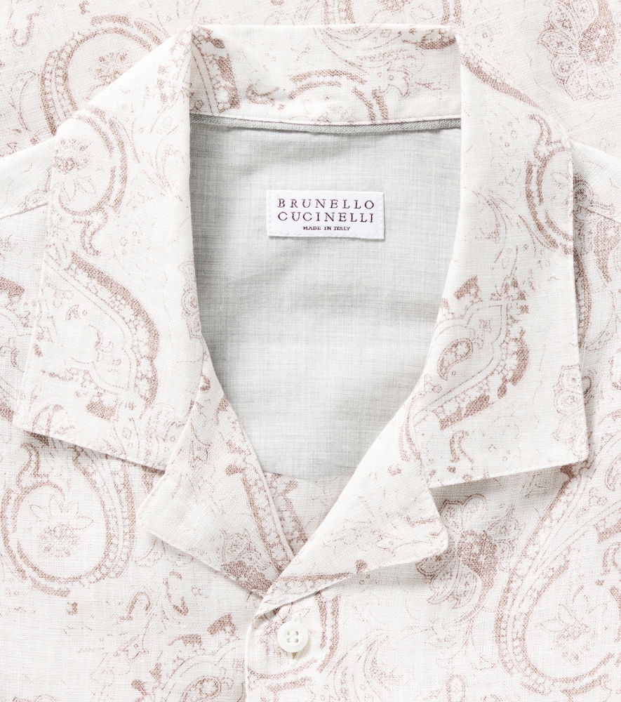  Brunello Cucinelli Kids Brunello Cucinelli Kids Bedrucktes Hemd Aus Leinen 