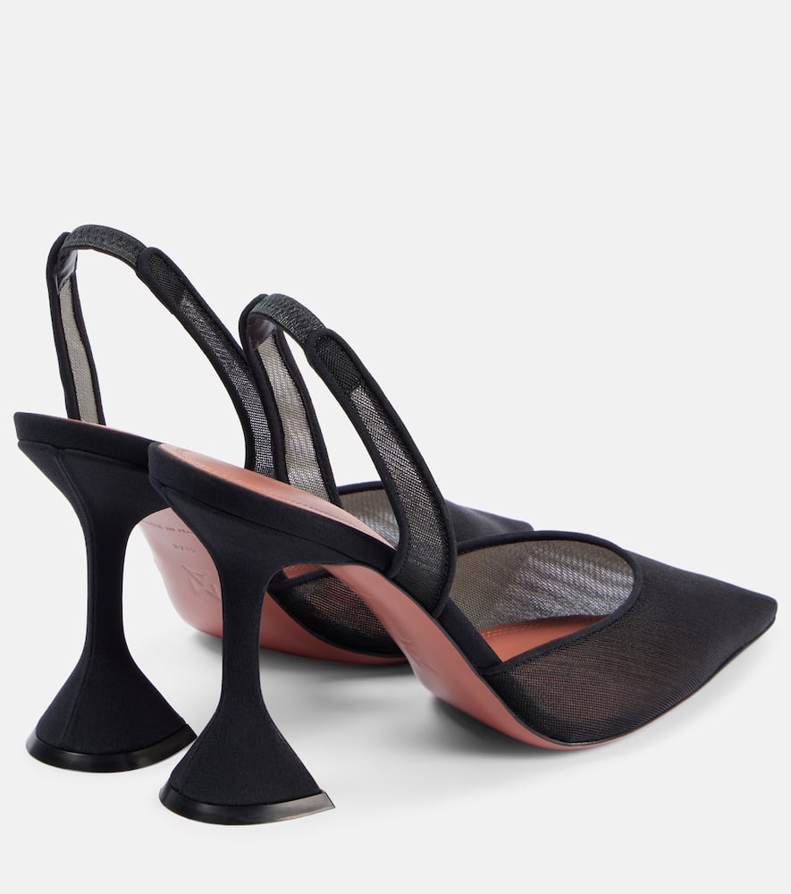 Amina Muaddi Holli Mesh Slingback Pumps In Black