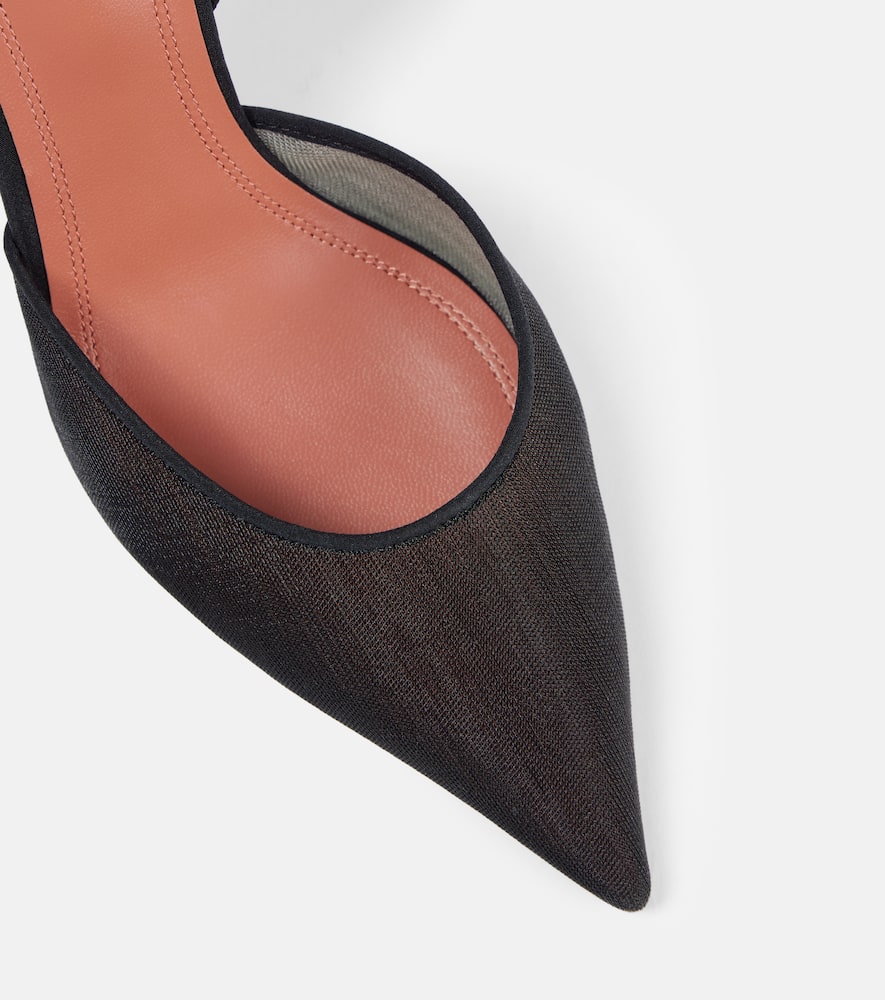 Amina Muaddi Holli Mesh Slingback Pumps In Black