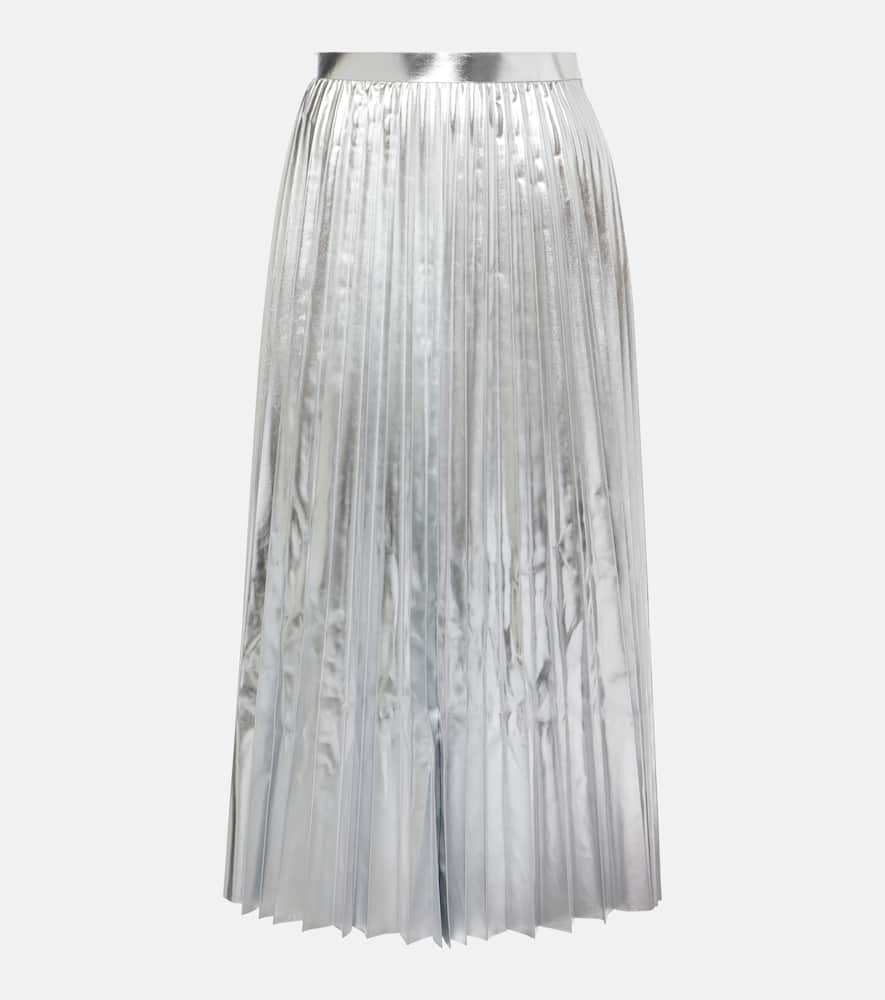 Pleated metallic-effect midi skirt