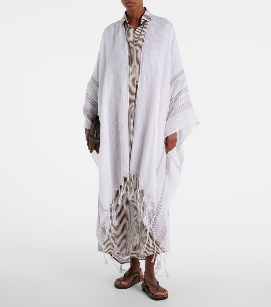 Brunello Cucinelli Fringed linen poncho