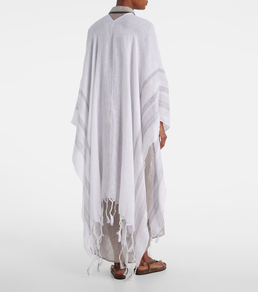  Brunello Cucinelli Brunello Cucinelli Fringed Linen Poncho 