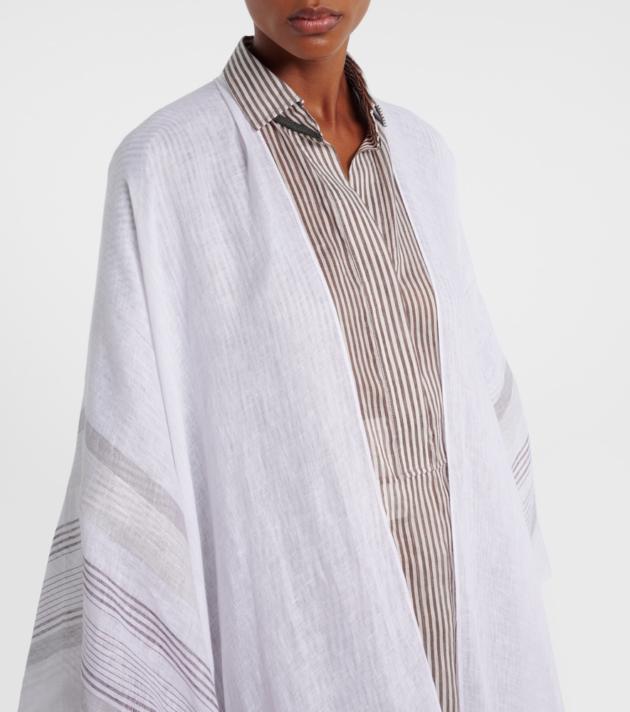  Brunello Cucinelli Brunello Cucinelli Fringed Linen Poncho 