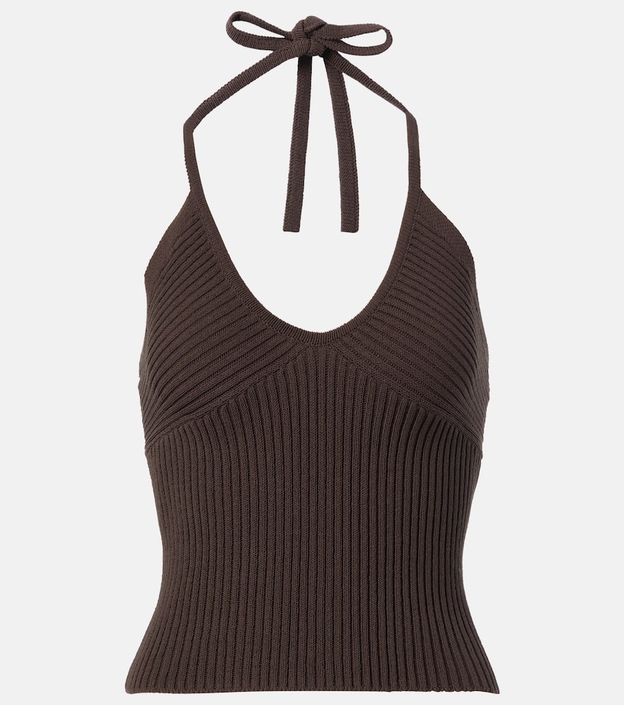 Vince Halterneck cotton-blend top