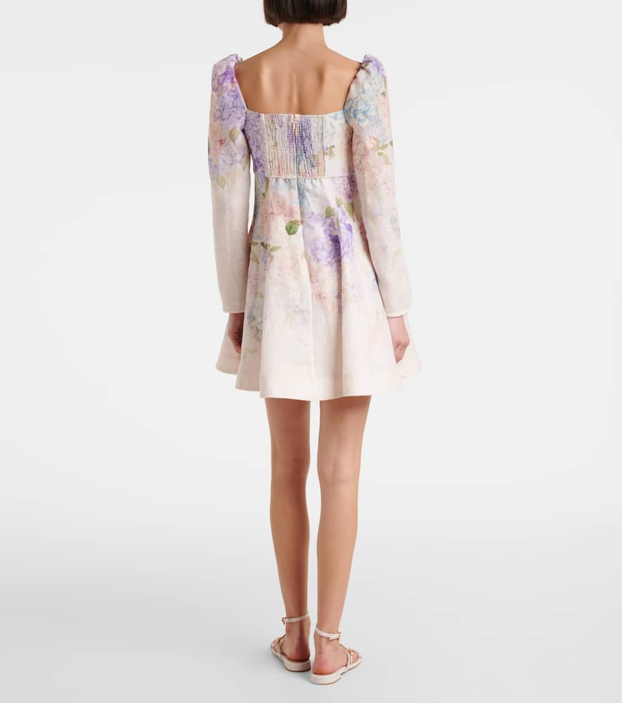 Zimmermann Dawning Mini Dress With Floral Print In Multi Hydrangea