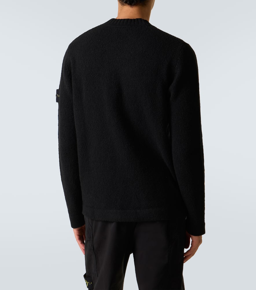 Stone Island Ribbed Knit Sweater With Logo Patch In Black
