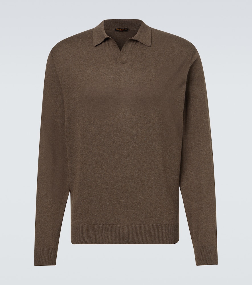 Rubinacci Cashmere Polo Sweater In Brown