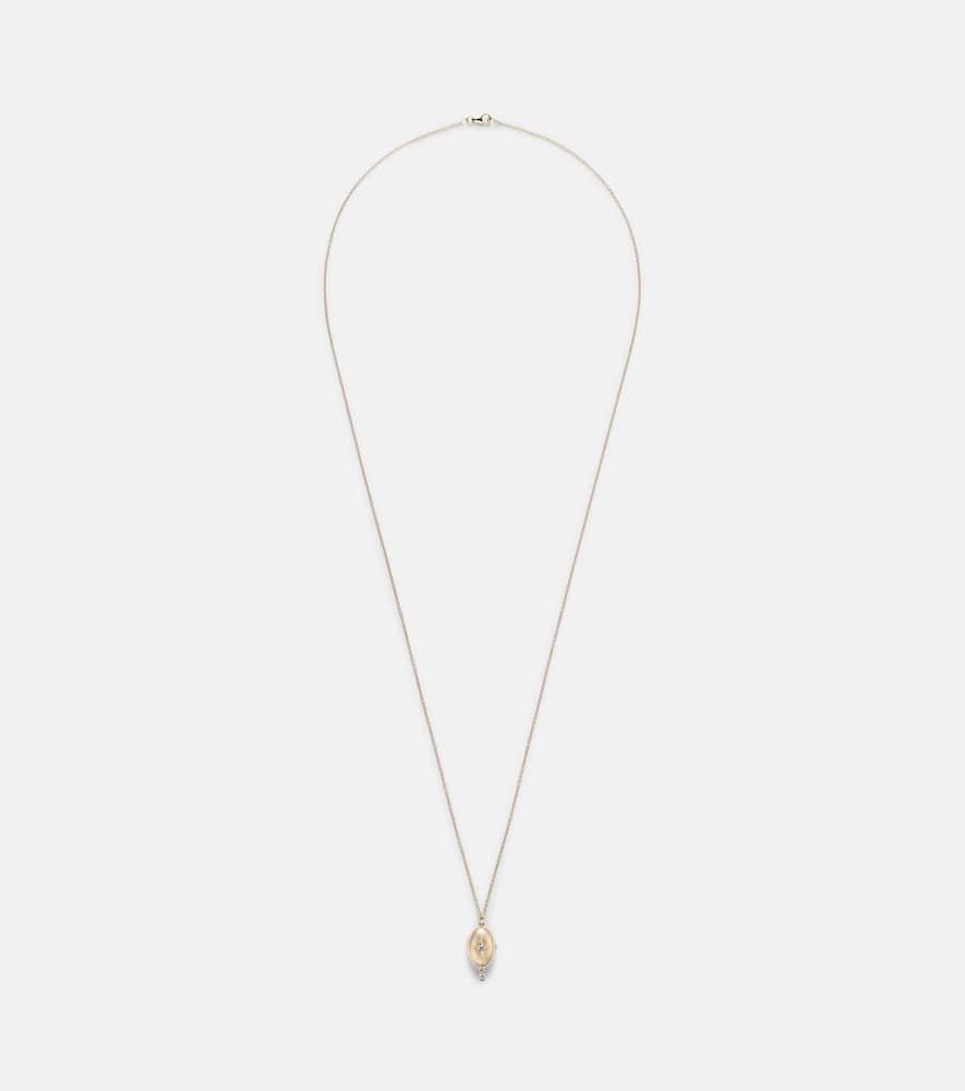 Persée 9kt gold locket necklace with diamonds