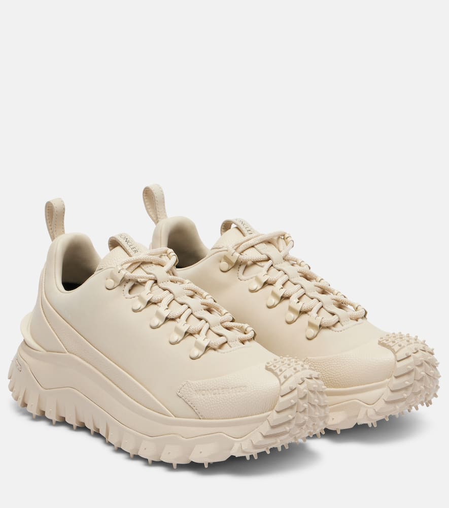 Moncler Trailgrip Apex Leather Sneakers In Sand