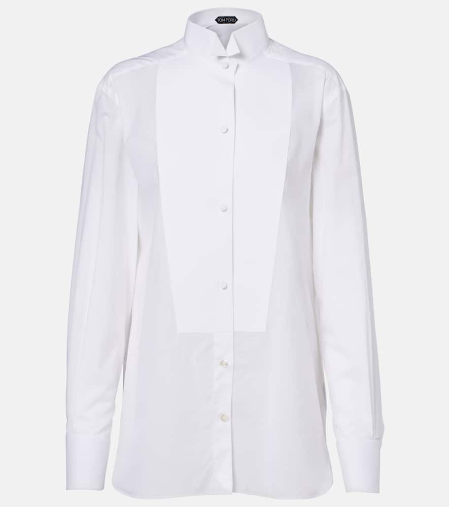 Tom Ford Bib Front Cotton Voile Button-up Shirt In White
