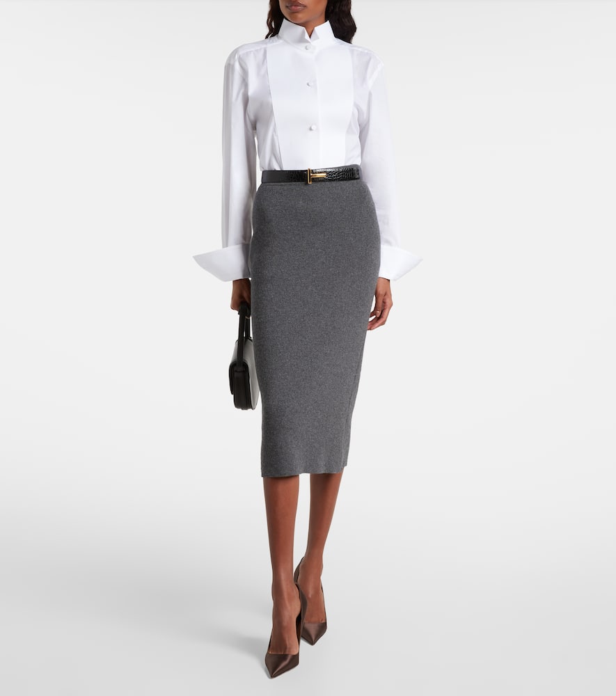 Tom Ford Bib Front Cotton Voile Button-up Shirt In White