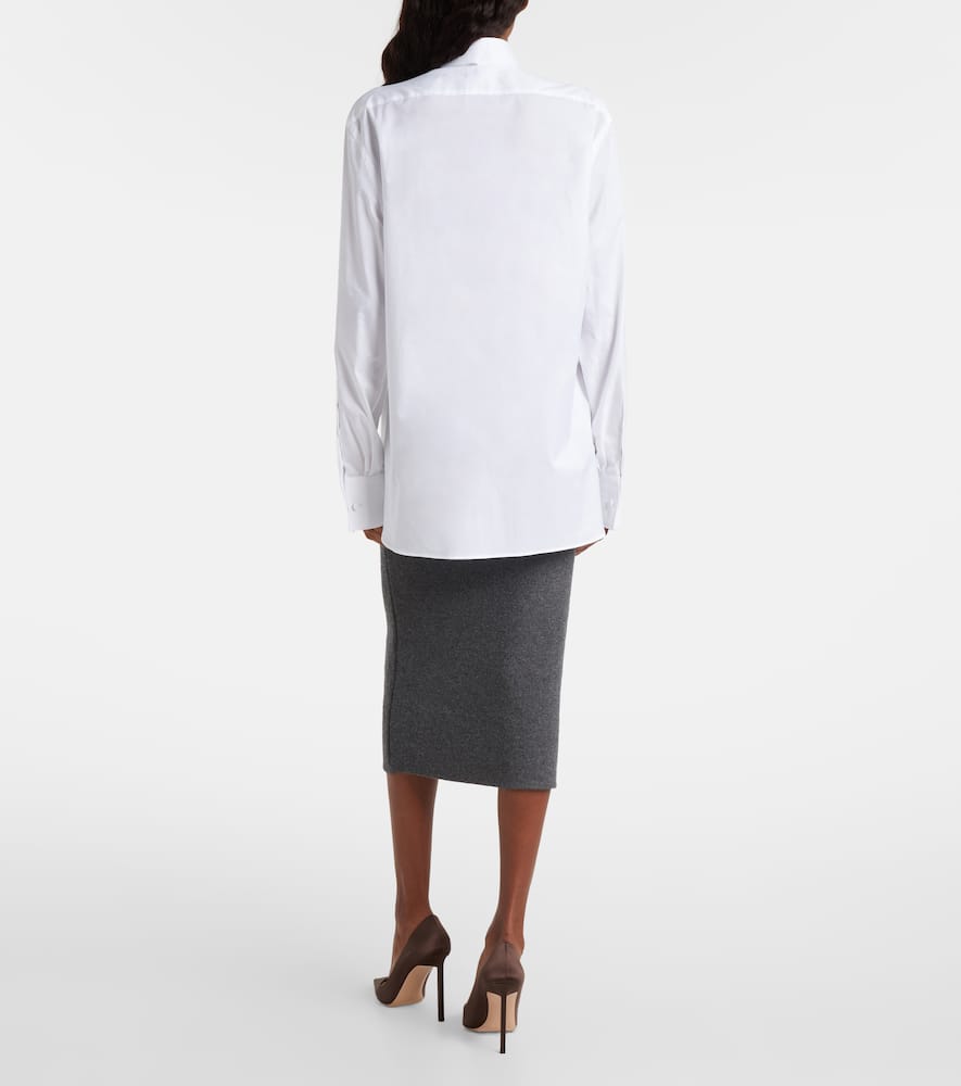 Tom Ford Bib Front Cotton Voile Button-up Shirt In White