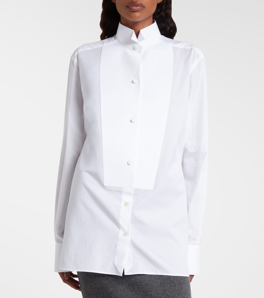 Tom Ford Bib Front Cotton Voile Button-up Shirt In White