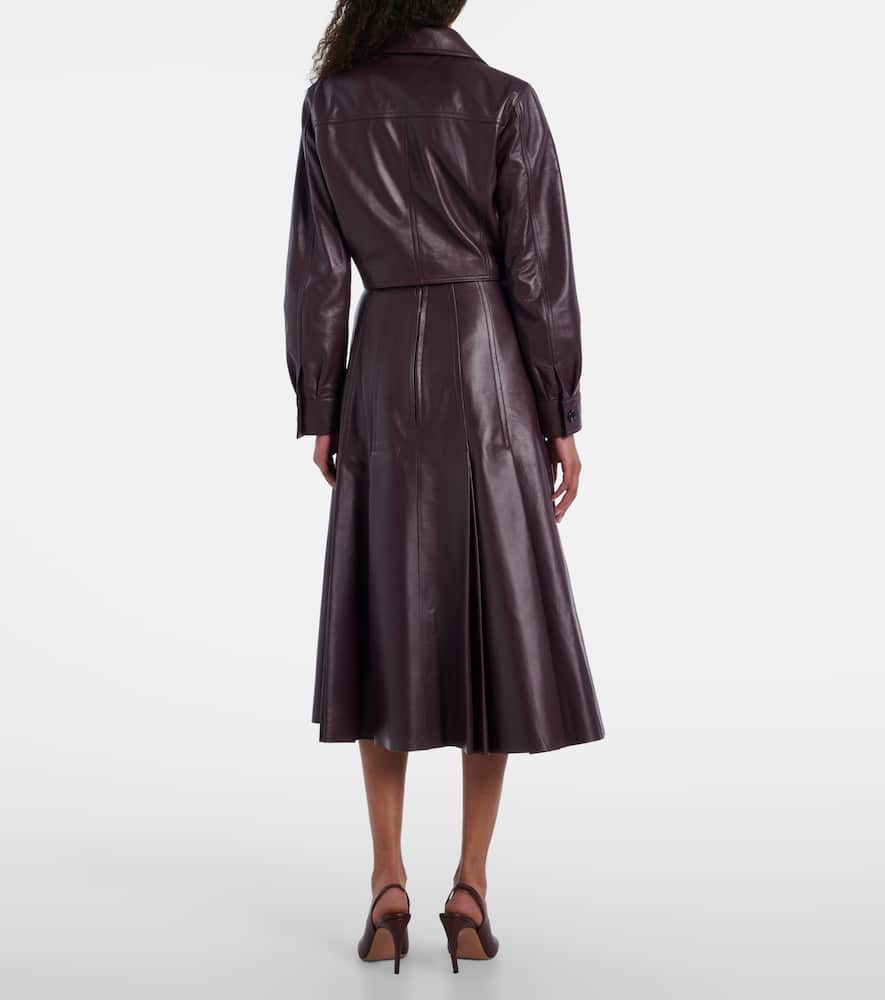 Emilia Wickstead Kensie High-rise Leather Midi Skirt In Brown