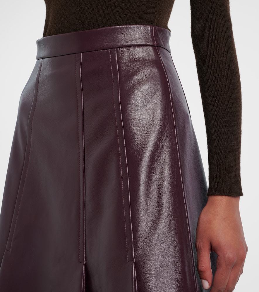 Emilia Wickstead Kensie High-rise Leather Midi Skirt In Brown