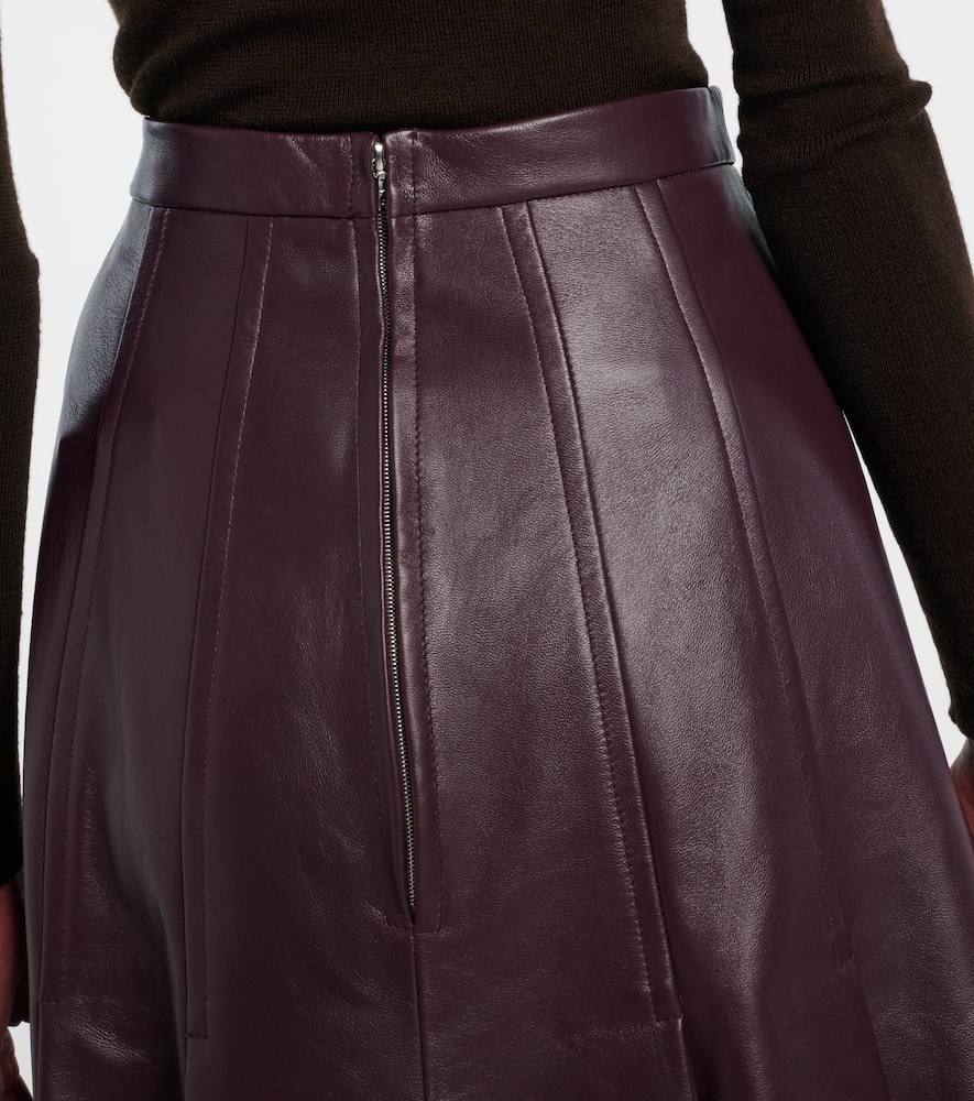 Emilia Wickstead Kensie High-rise Leather Midi Skirt In Brown