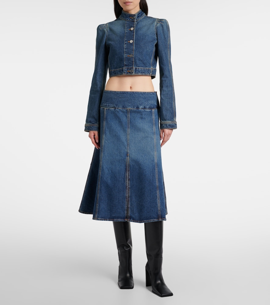  Alaia Alaã¯a Mid-rise Denim Midi Skirt 