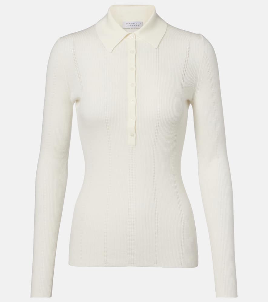 Gabriela Hearst Sophia Wool Polo Sweater In White