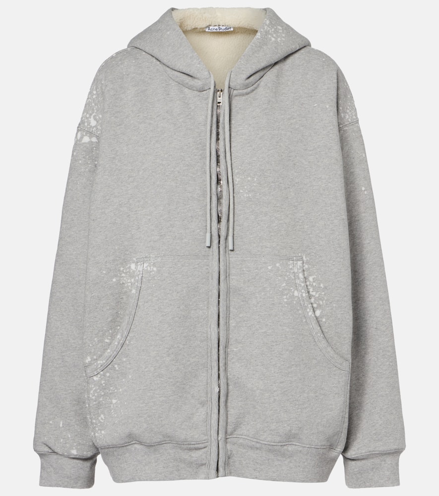 Acne Studios Womens Grey Melange Internal-fleece Relaxed-fit Cotton-blend Hoodie Xs In Gray
