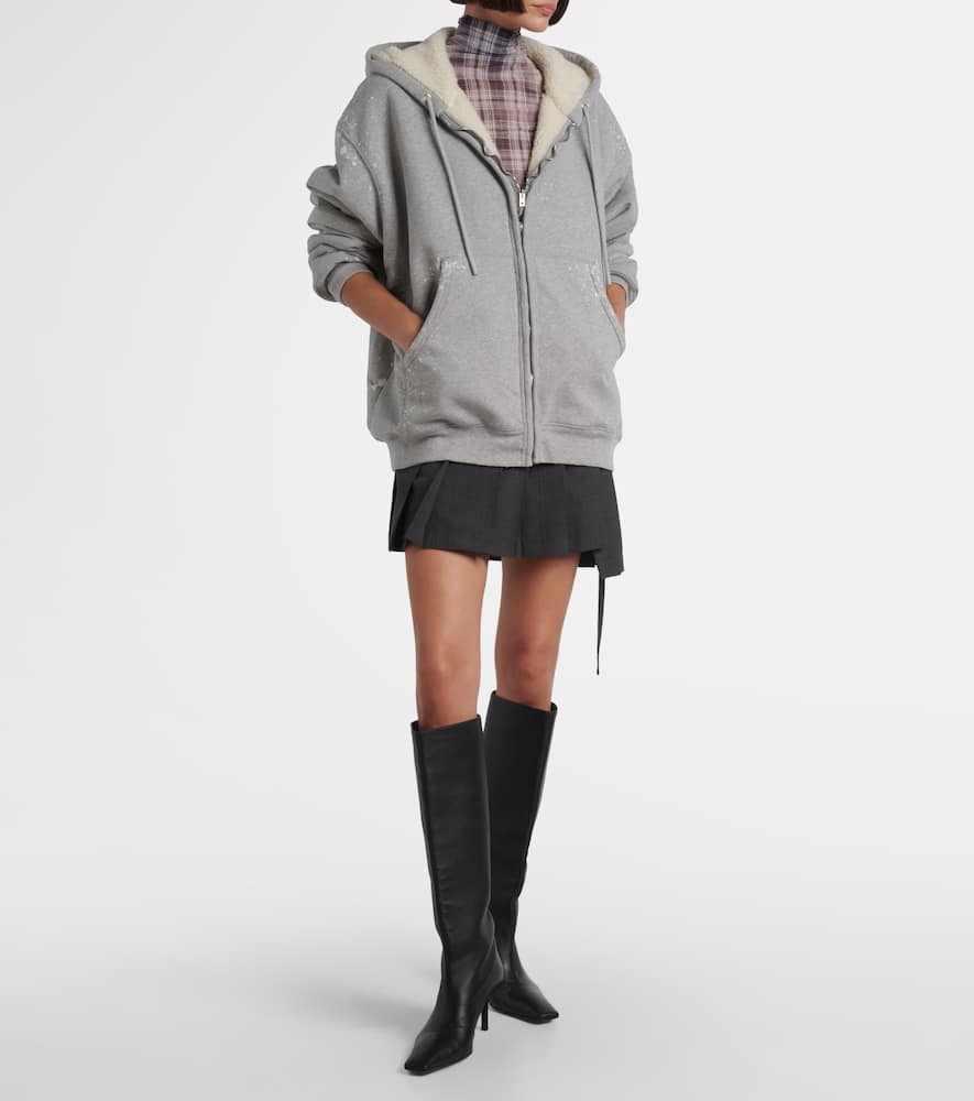 Acne Studios Womens Grey Melange Internal-fleece Relaxed-fit Cotton-blend Hoodie Xs In Gray