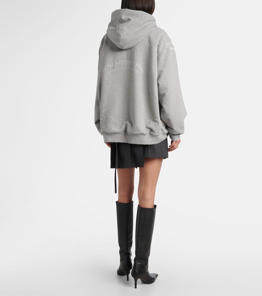 Acne Studios Womens Grey Melange Internal-fleece Relaxed-fit Cotton-blend Hoodie Xs In Gray