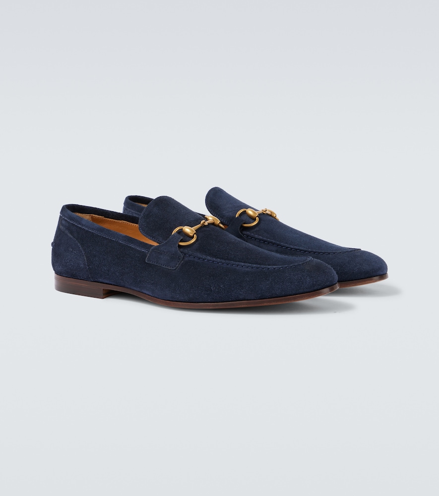 Gucci Men's Blue Jordaan Horsebit Suede Loafers UK Size 8 - Mytheresa