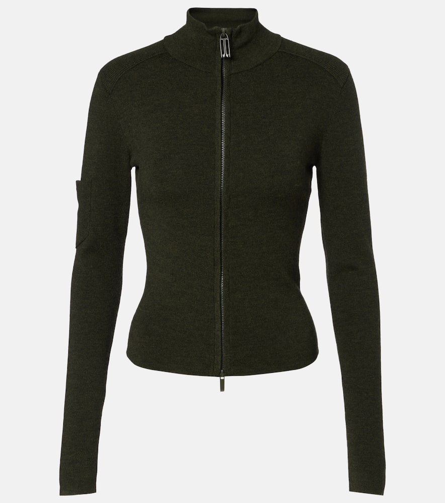 Victoria Beckham Wool-blend Zip-up Sweater In Green
