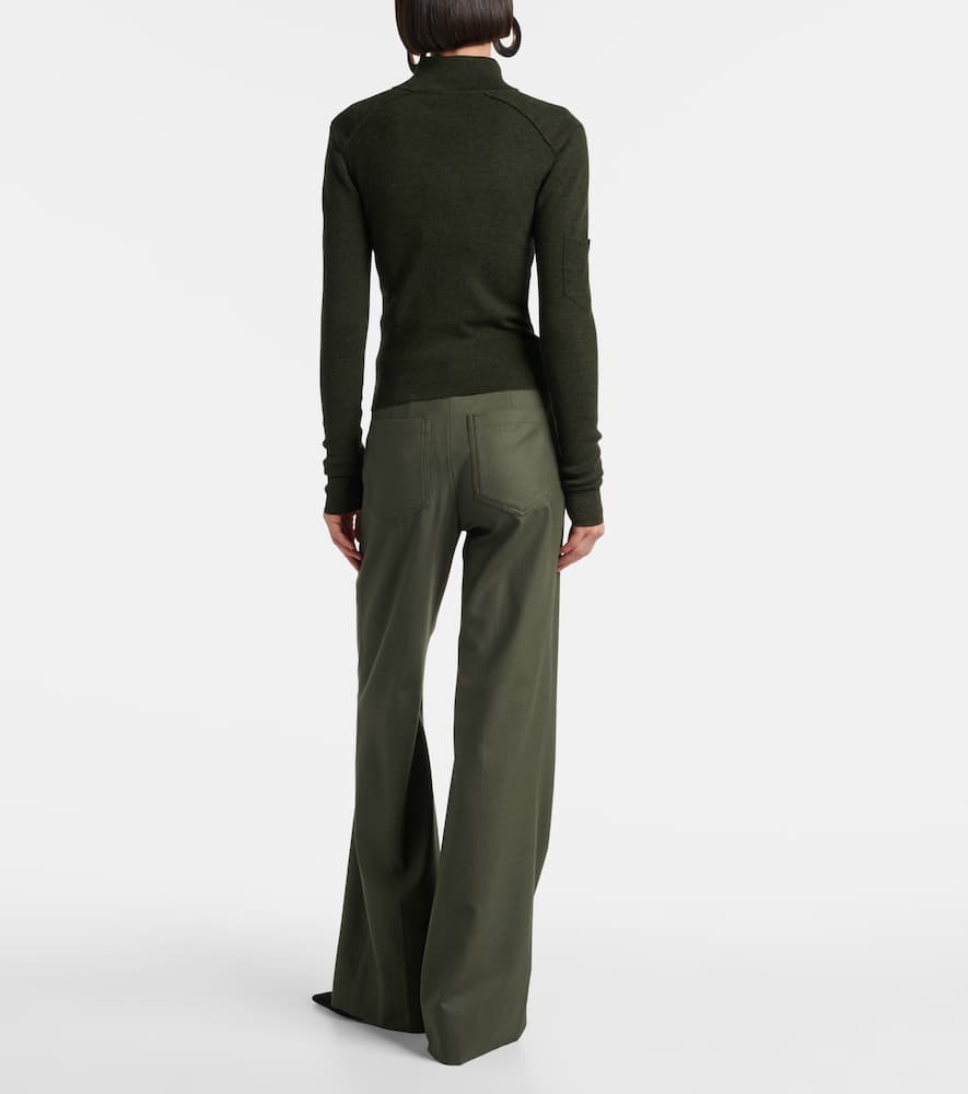 Victoria Beckham Wool-blend Zip-up Sweater In Green