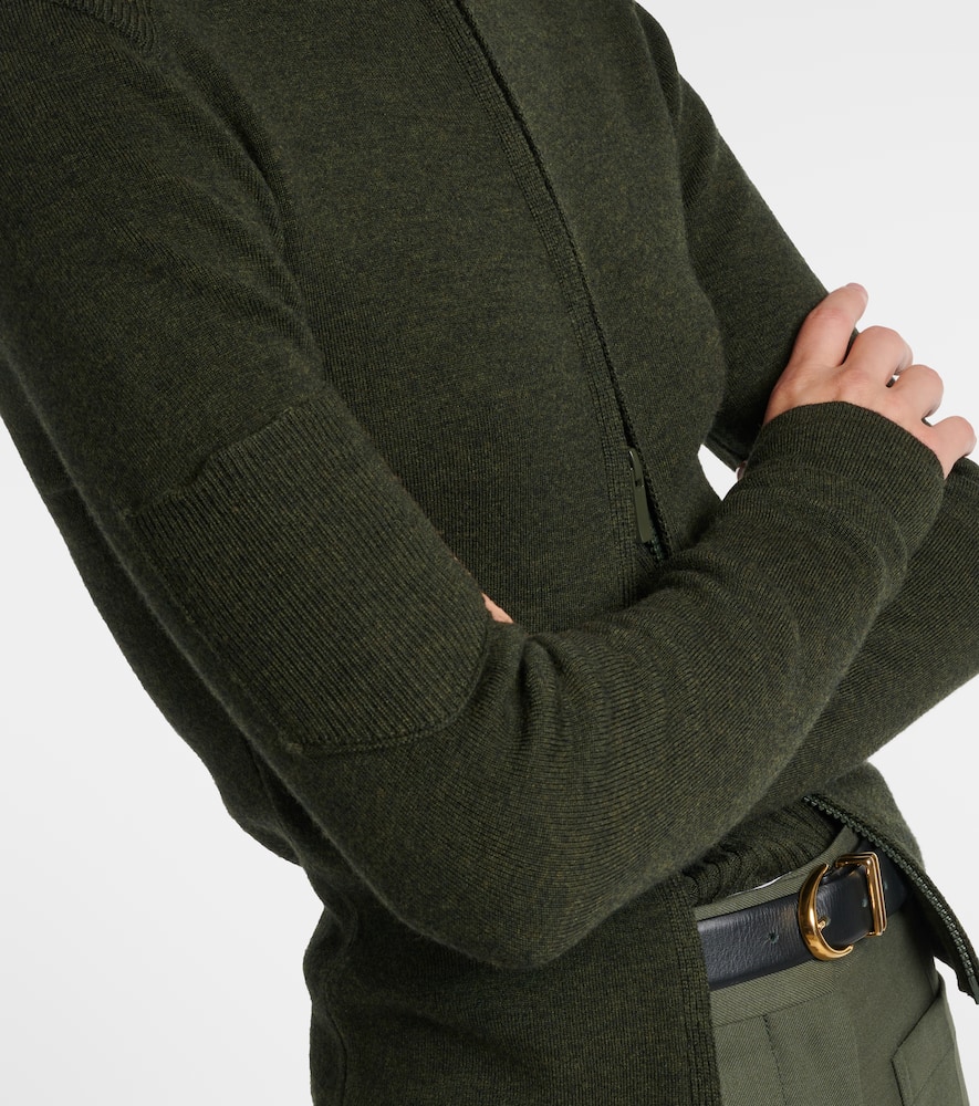 Victoria Beckham Wool-blend Zip-up Sweater In Green
