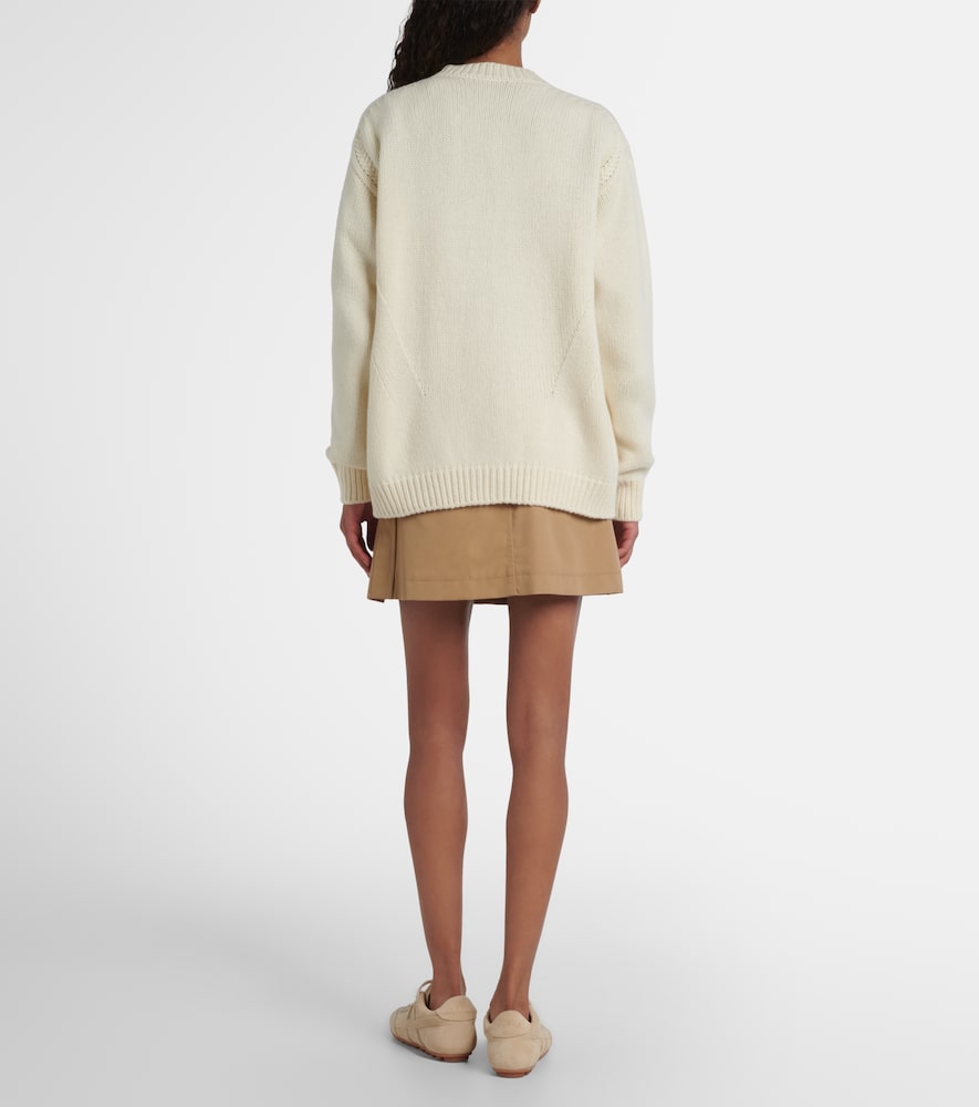 Moncler Wool And Cashmere Cardigan In Neutral
