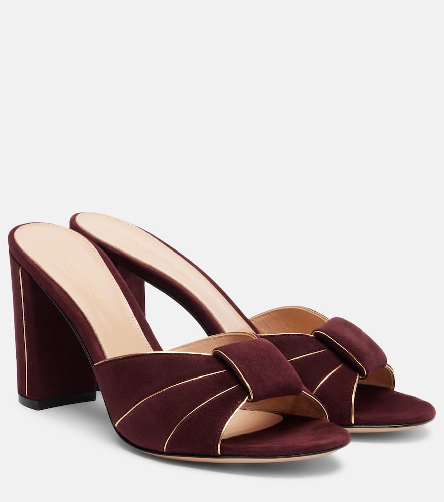 Gianvito Rossi Suede Mules In Burgundy