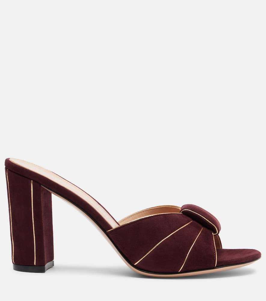 Gianvito Rossi Suede Mules In Burgundy