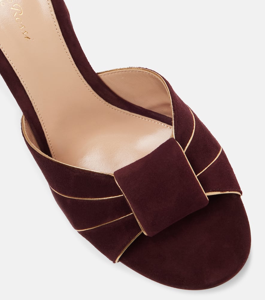Gianvito Rossi Suede Mules In Burgundy
